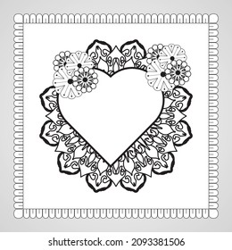Hand drawn heart with mandala. decoration in ethnic oriental  doodle ornament. EPS 10