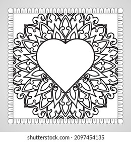 Hand drawn heart with mandala. decoration in ethnic oriental  doodle ornament