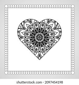 Hand drawn heart with mandala. decoration in ethnic oriental  doodle ornament