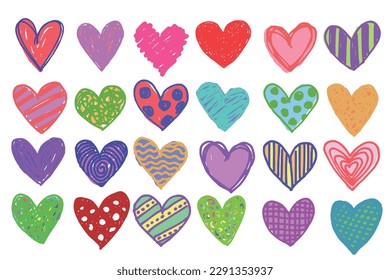 Hand drawn heart mark set,vector illustration