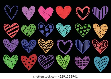 Hand drawn heart mark set,vector illustration