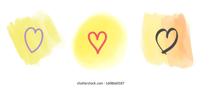 Hand drawn heart on isolated digital colored spot. Grungy heart on painted splotch. Digital art painting. Valentine's day