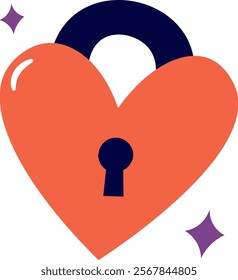 Hand Drawn Heart On Lock Vector Illustration