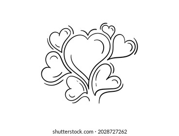 hand drawn heart on love theme, on white background