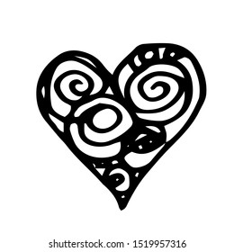 Hand drawn heart on a white background. Valentine's Day, love. Element for design.
