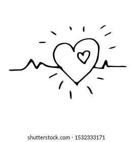 Hand drawn heart on a white background. Valentine's Day, love. Element for design.