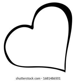 Hand Drawn Heart On White Background. Illustration Of Flat Heart Symbol. Love Emblem. Graphic Design In The Concept of Love. Love Symbol for Valentines Day.