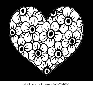 Hand drawn heart with ornament isolated. Vector illustration