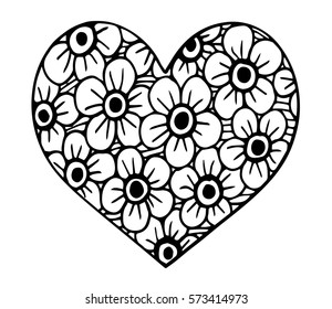 Hand drawn heart with ornament isolated. Vector illustration