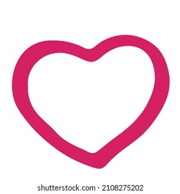 Hand drawn heart, outline, flat vector, single element, isolated on white background