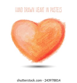 Hand drawn heart in pastels. Vector illustration.