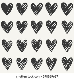 hand drawn heart pattern design. vector illustration