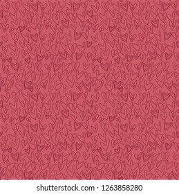 hand drawn heart pattern seamless on red background