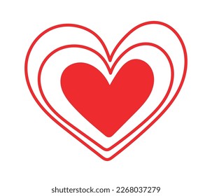 Hand drawn heart with patterns flat icon Contemporary love design. Vector illustration