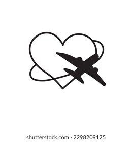 Corazón dibujado a mano y plano aislado en fondo blanco,ilustración vectorial eps10