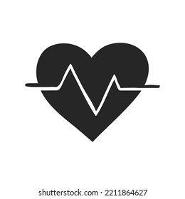 Hand drawn Heart rate vector illustration