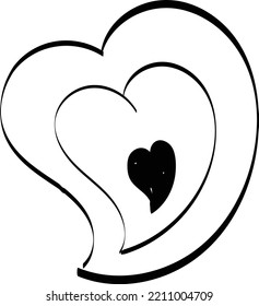 Corazón de mano. La mano dibujó corazones de marcadores ásperos aislados en el fondo blanco. Ilustración vectorial para su diseño gráfico