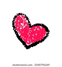 Hand drawn heart scribble crayon. Squiggle, scratch doodle kid heart. Crayon scratch texture shape children kid naive. Vector illustration