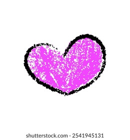 Hand drawn heart scribble crayon. Squiggle, scratch doodle kid heart. Crayon scratch texture shape children kid naive. Vector illustration