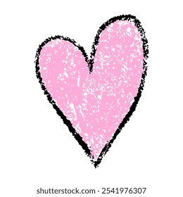 Hand drawn heart scribble crayon. Squiggle, scratch doodle kid heart. Crayon scratch texture shape children kid naive. Vector illustration