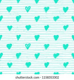 Hand drawn heart seamless pattern. Vector illustration. 