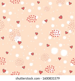Hand Drawn Heart seamless Pattern. Vector Illustration