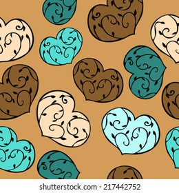 hand drawn heart seamless pattern