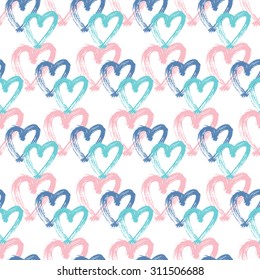 Hand drawn heart seamless pattern. Vector illustration. 