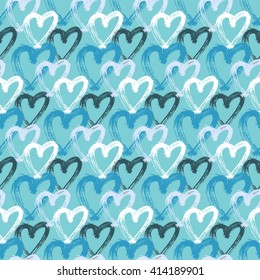 Hand drawn heart seamless pattern. Heart background. Vector illustration. 