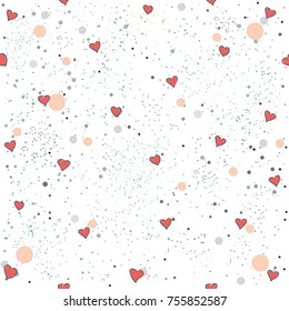 Hand Drawn Heart seamless Pattern. Vector Illustration
