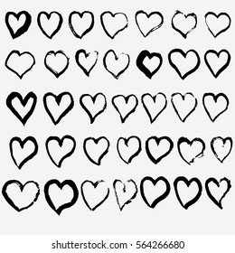 hand drawn heart set, a collection of doodle sketch hearts. design for Saint Valentine day. Vector