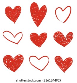 Corazón dibujado a mano aislado en blanco. Vector de símbolo romántico y de amor