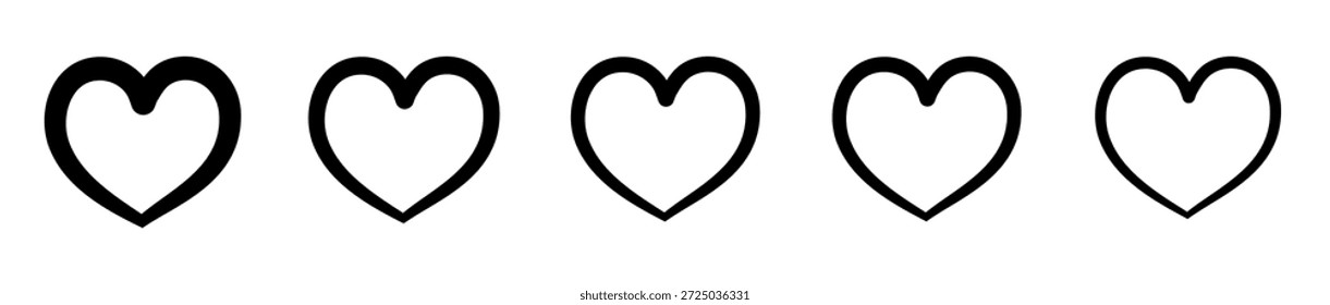Conjunto de corazón dibujado a mano para el amor y el diseño romántico