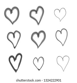 Hand Drawn Heart Set Vector On White Background. Illustration