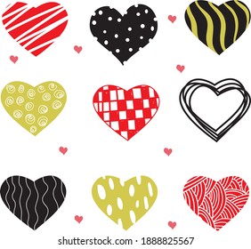 conjunto de corazón dibujado a mano, imágenes vectoriales