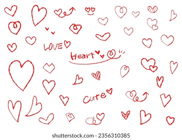 Juego de corazón dibujado a mano, material vector