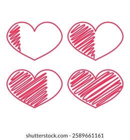 Hand Drawn Heart Set, vector illustration