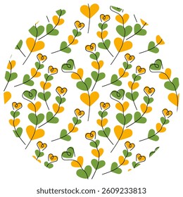 Hand drawn Heart Shape Branches Circular Background Texture St Patrick Day Greeting Traditional tint