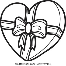 Hand Drawn heart shape gift box illustration isolated on background
