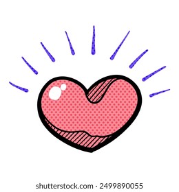 Hand drawn heart shape halftone color vector illustration