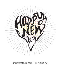 Hand gezeichnete Herzform - Schriftsymbol für Happy New Year