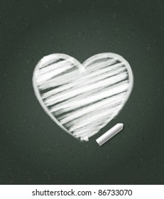 Hand drawn Heart shape on blackboard. Vector background eps 10.