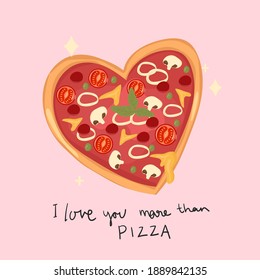 hand drawn heart shape pizza 