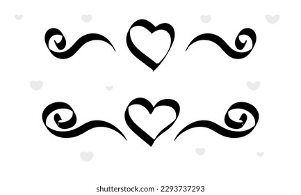 Hand drawn heart shape and ribbon ornament.