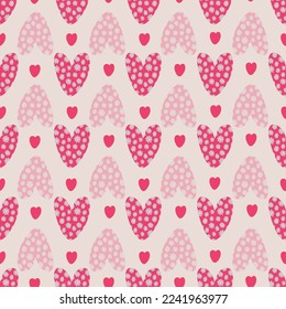 Hand drawn heart shape seamless pattern. Valentine background. For wrapping paper, textile, scrapbooking, greetings, DIY projects.