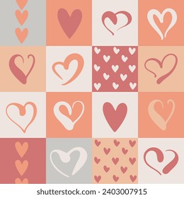 Hand drawn heart shape seamless pattern