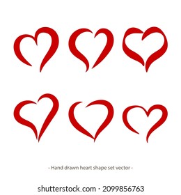 Hand drawn heart shape set vector