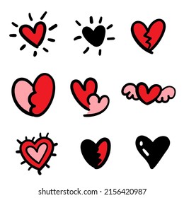 Hand drawn heart shape set
