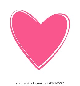 Hand drawn heart shape in trendy soft pink. St Valentines Day greeting cards design element concept