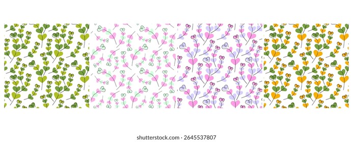 Mão desenhada coração forma Twigs multicolorido sem emenda padrão férias sazonais corações fundo pacote